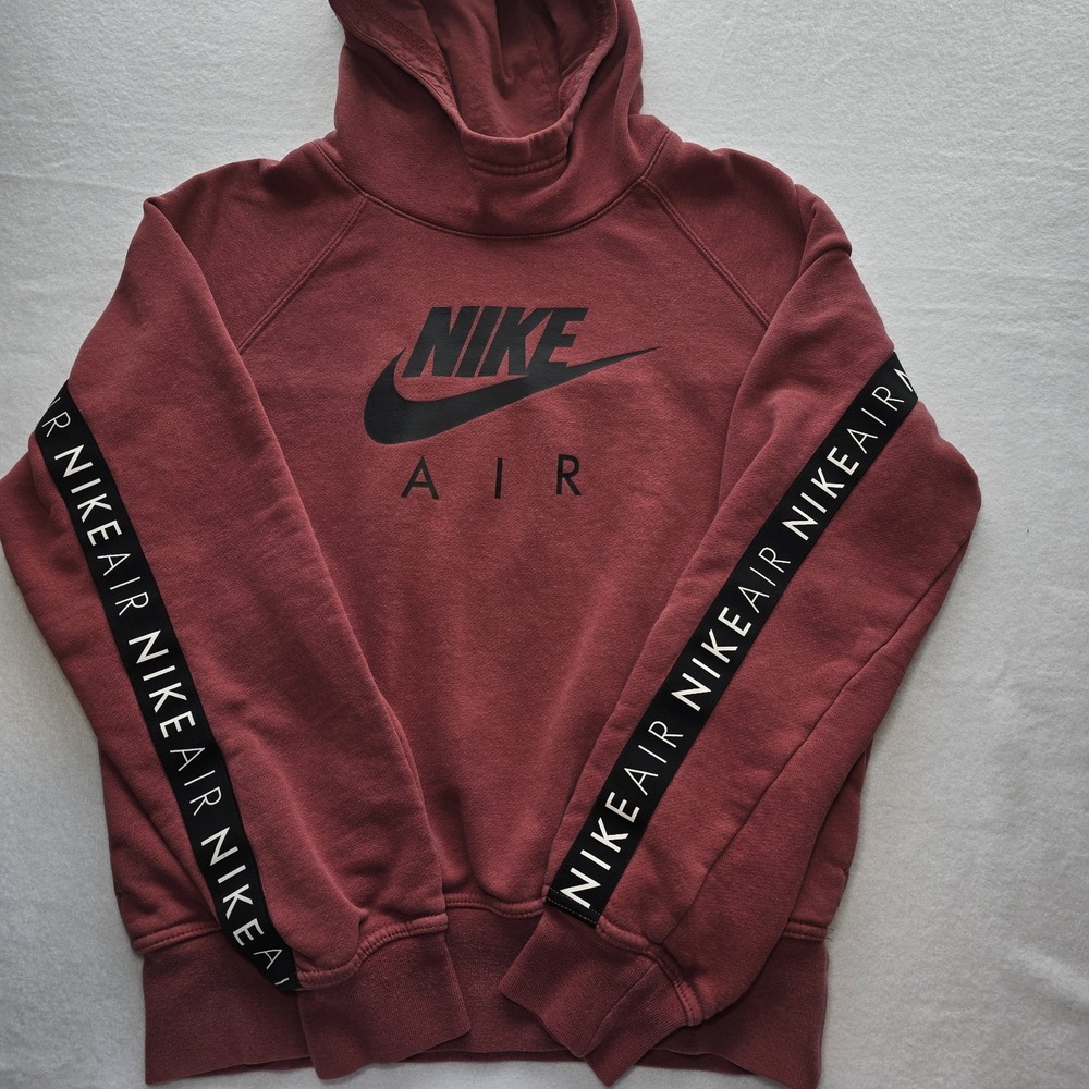 Nike Air Sleeve Tape‎ Logo Pullover Hoodie Womens Small S Brick Red